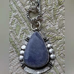 Blue Aventurine Statement Pendant in Sterling Silver